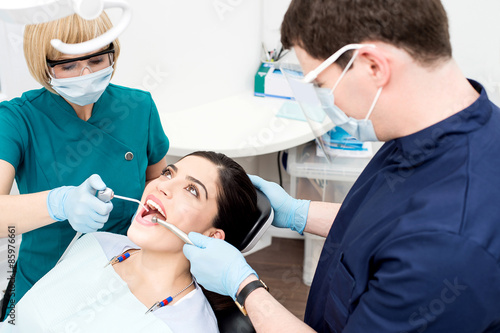 Young woman undergoing a dental check