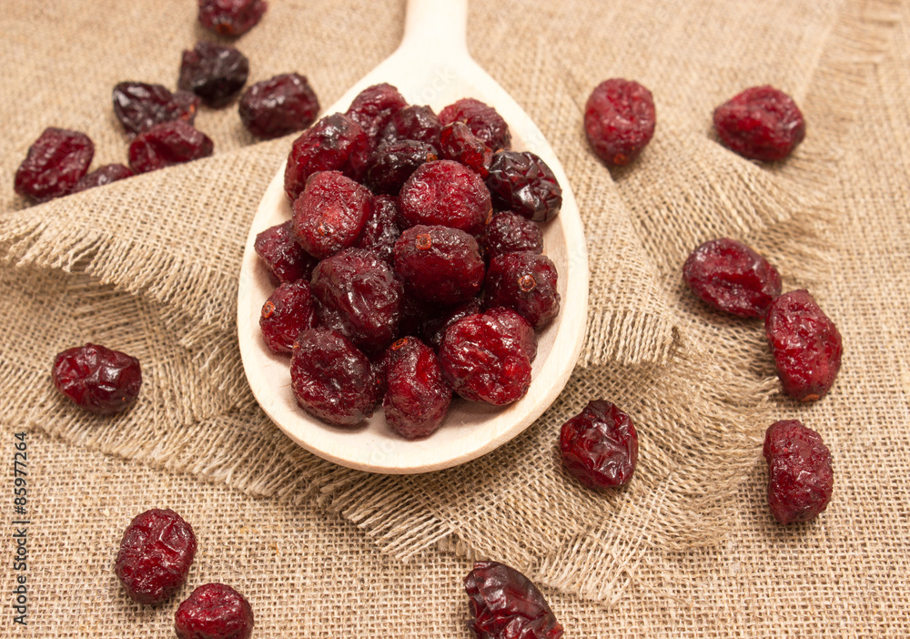 dried cranberries on canvas close up dried cranberries on canvas close up