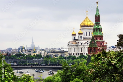 view of the Christ the Savior Cathedral of the Moscow Kremlin to