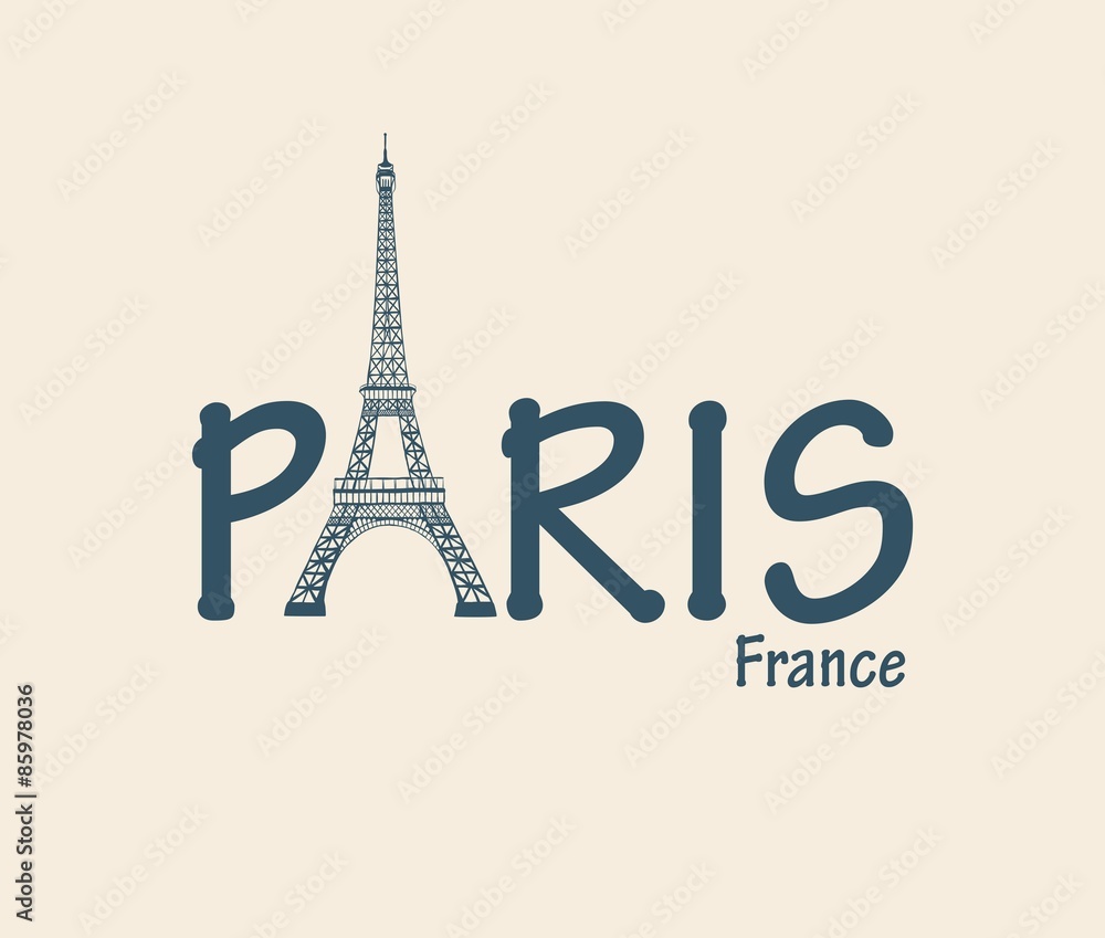 Paris, France lettering illustration vector