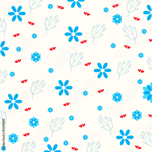 Vector background with blue flowers 