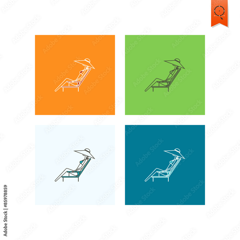 Summer and Beach Simple Flat Icons Summer and Beach Simple Flat Icons