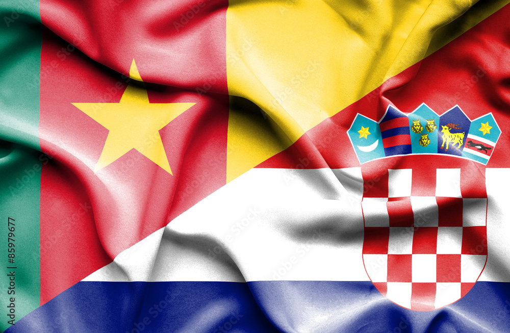 Waving flag of Croatia and Cameroon Waving flag of Croatia and Cameroon