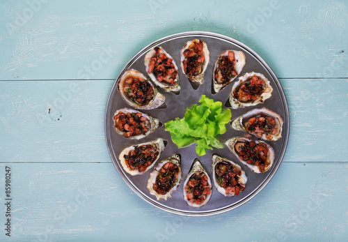 Oven baked oysters photo