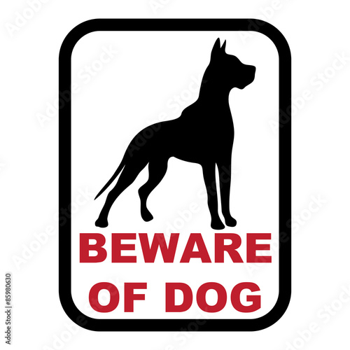 BEWARE OF DOG sign illustration vector