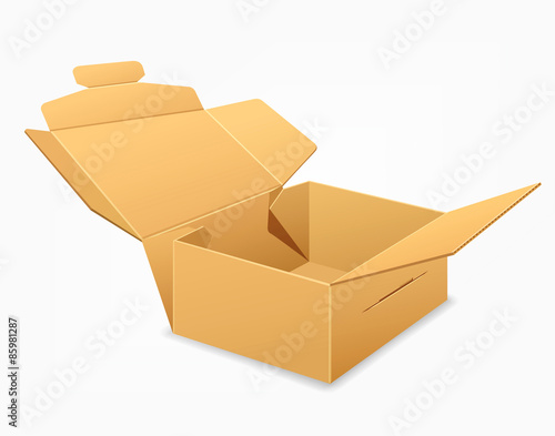 Open parcel boxes empty brown box design background vector illustration