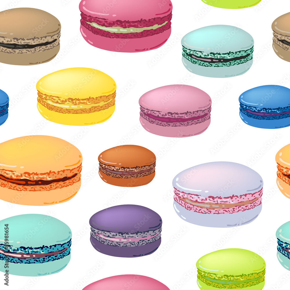 Seamless pattern with colorful macaroon cookies. Seamless pattern with colorful macaroon cookies.