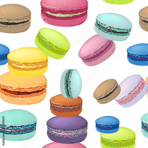 Seamless pattern with colorful macaroon cookies.