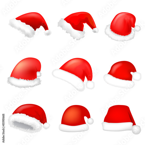 Set of santa hat. Vector