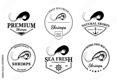 Shrimps Logos, Labels and Design Elements