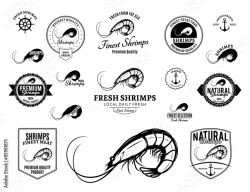 Shrimps Logos, Labels and Design Elements