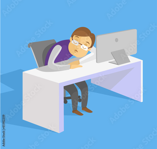 Sleeping businessman. Vector flat illustration