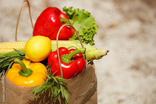 Vegetables organic bio food pepper corn salad photo