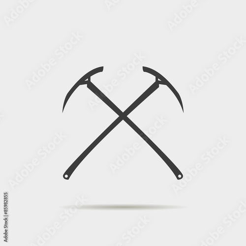 sign crossed-powered icebreaker. two ice ax. Stock vector