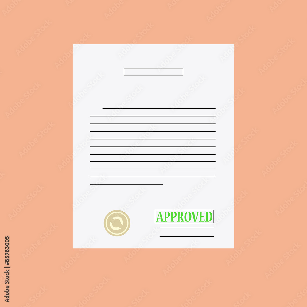 Vector approved stamp on sheet. vector Vector approved stamp on sheet. vector