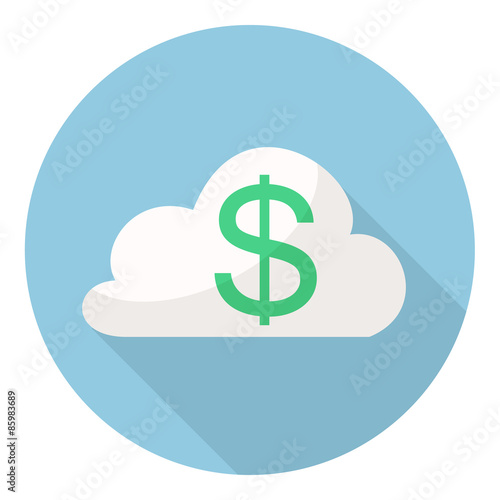 Dollar Service Cloud Computing. green dollar in the cloud networ