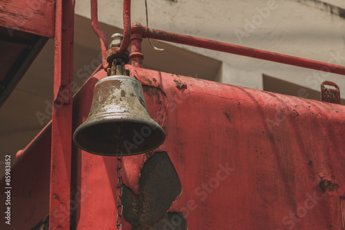 Bell of the old fire engine. Process with Vintage tone.