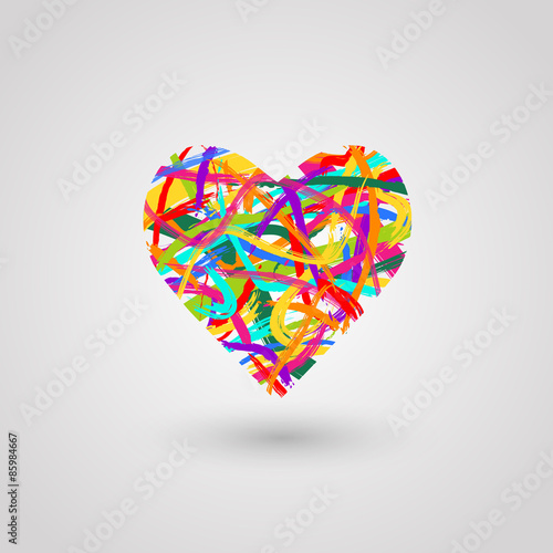 Abstract heart made of colorful paintstrokes