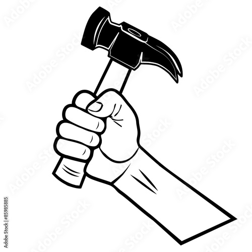 HAND HOLDING HAMMER illustration vector