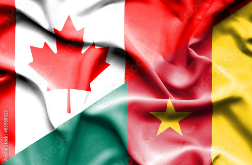 Waving flag of Cameroon and Canada