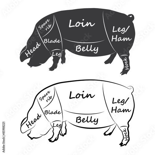 CUTS OF PORK DIAGRAM illustration vector