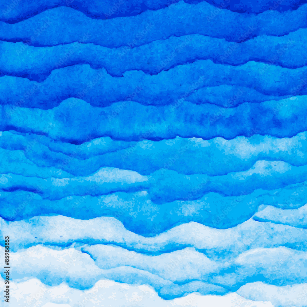Obraz Tło wektor akwarela niebieski fala. Różne warstwy akwarela