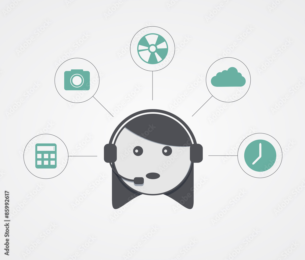 Vector modern support woman with sample icon on white Vector modern support woman with sample icon on white
