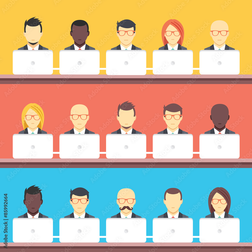 Coworking center, teamwork flat illustration concepts Coworking center, teamwork flat illustration concepts