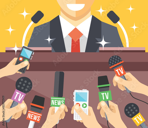 Press conference event flat illustration