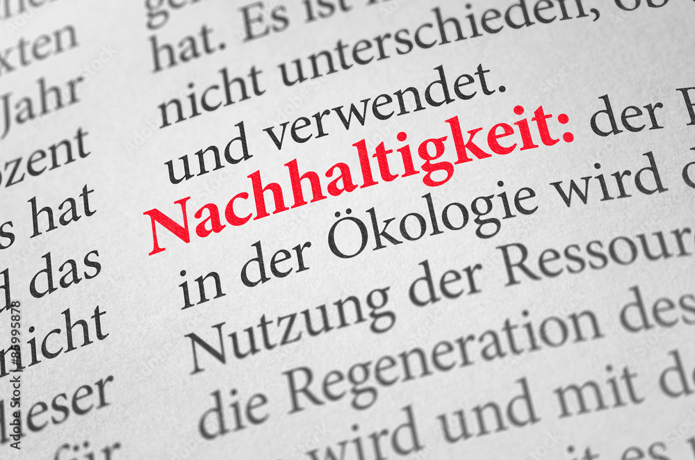 Wörterbuch mit dem Begriff Nachhaltigkeit
