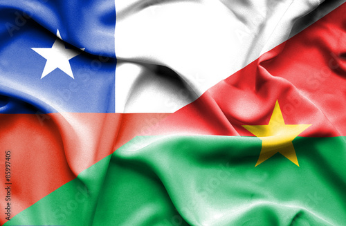 Waving flag of Burkina Faso and Chile