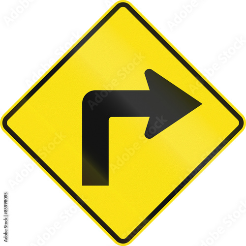 Free Download Australian road warning sign - Right curve ahead - GFXLoad