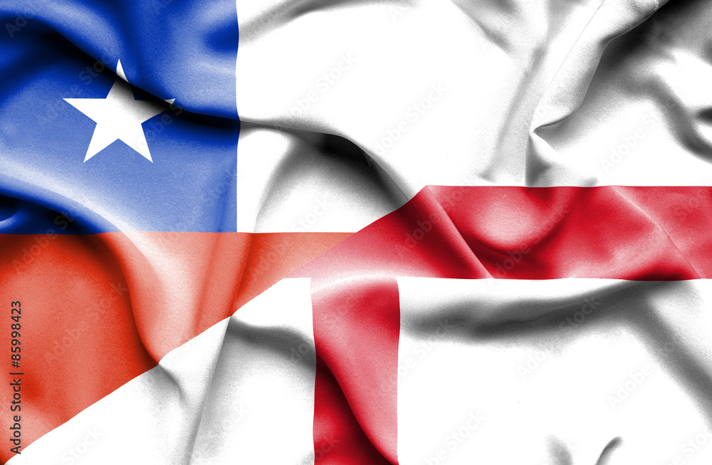 Waving flag of England and Chile Waving flag of England and Chile