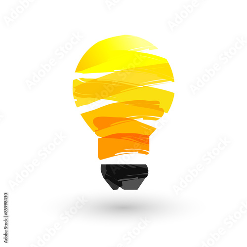 Yellow lightbulb made of paint stroke