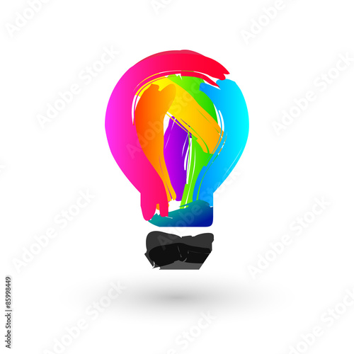 Lightbulb made of colorful paintbrush stroke as creative idea symbol