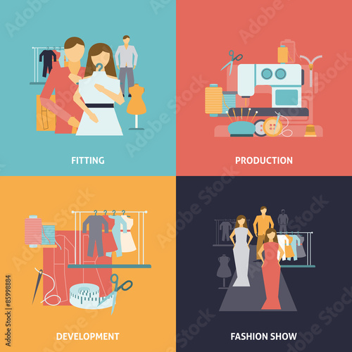 Clothes design icons set