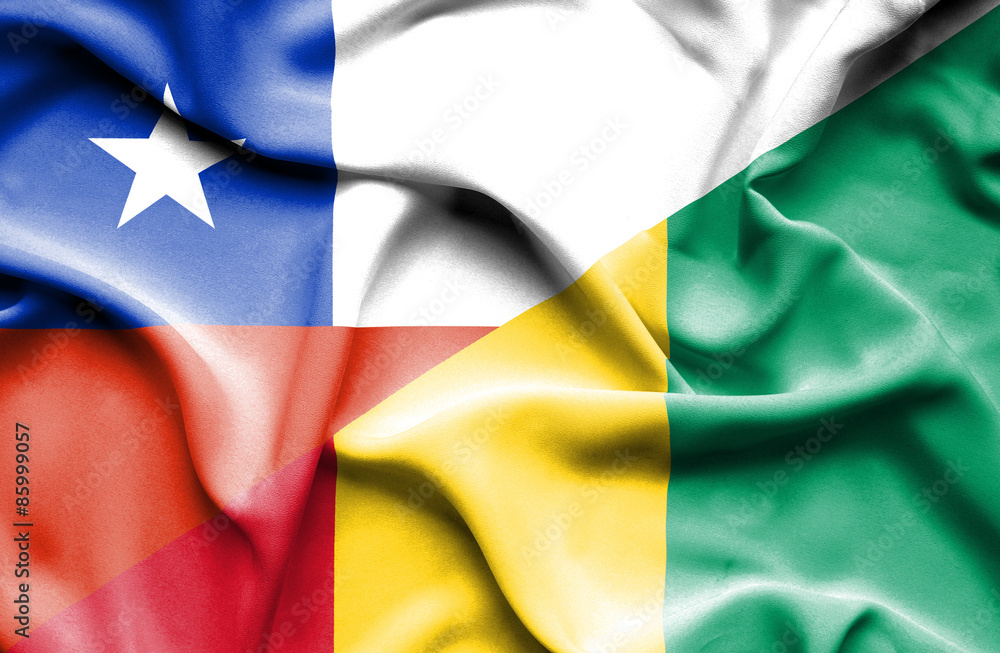 Waving flag of Guinea and Chile Waving flag of Guinea and Chile