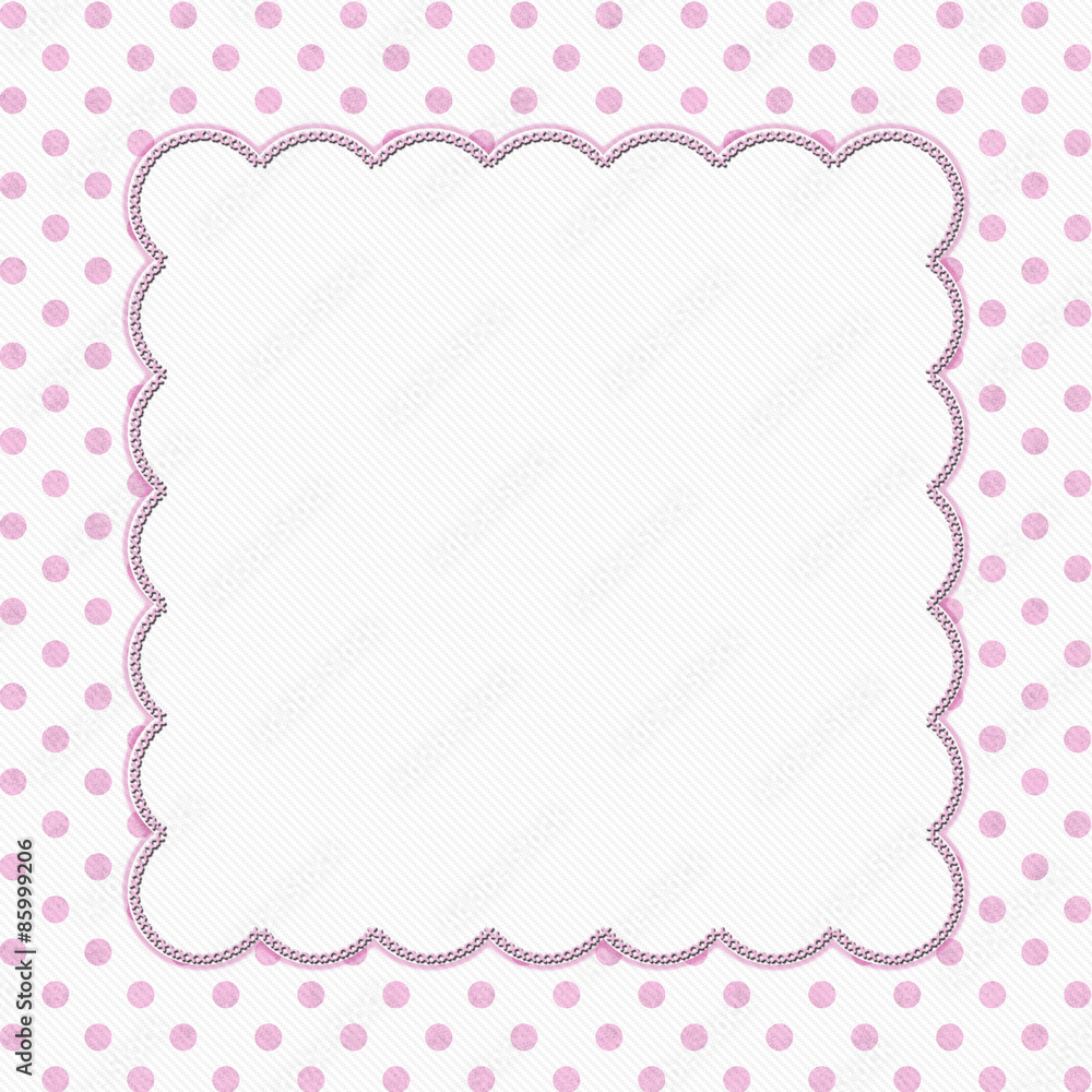 Pink and White Polka Dot Frame Background