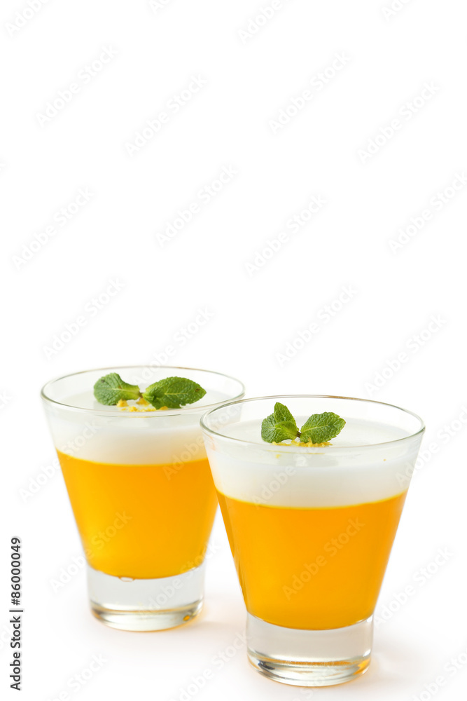 Tasty jelly in glass isolated on white Tasty jelly in glass isolated on white