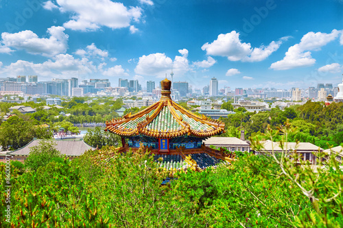 Jingshan Park,panorama above on Beijing city.