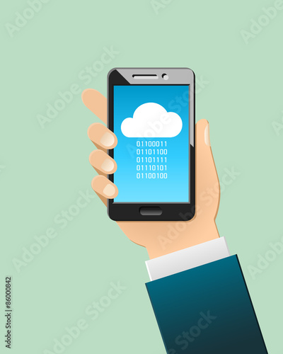Cloud computing and smartphone concept with binary code