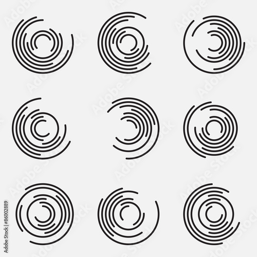 Set of abstract circle frames, logo design template, vector