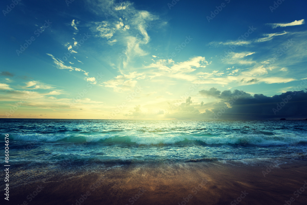 seychelles beach in sunset time seychelles beach in sunset time