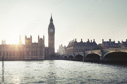 Big Ben and Westminster at sunset, London, UK