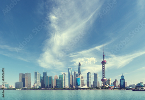 Shanghai skyline in sunny day, China © Iakov Kalinin