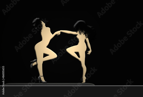 Mujeres, bailando, baile, desnudo, fondo negro, ilustración, mujer, bailar