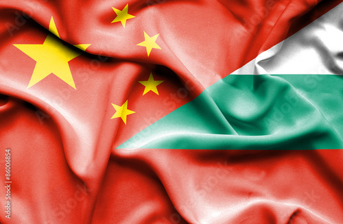 Waving flag of Bulgaria and China