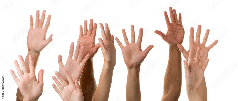 Human Hand, Hand Raised, Volunteer. Human Hand, Hand Raised, Volunteer.