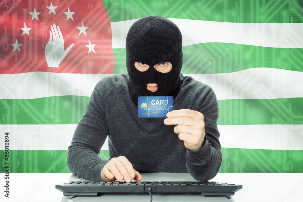 Concept of cybercrime with national flag on background - Abkhazia Concept of cybercrime with national flag on background - Abkhazia