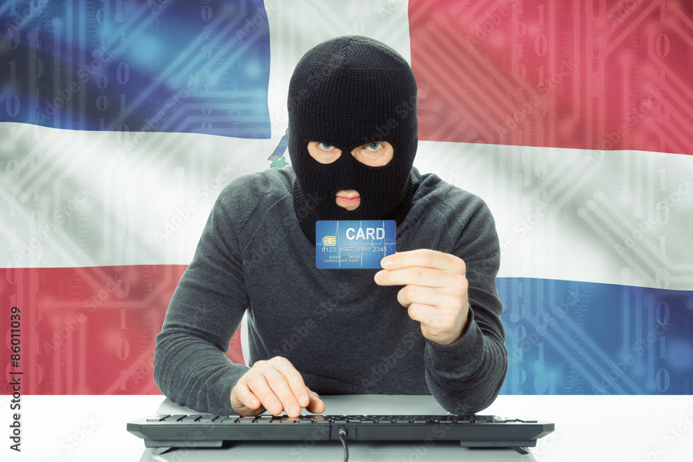 Concept of cybercrime with national flag on background - Dominican Republic Concept of cybercrime with national flag on background - Dominican Republic